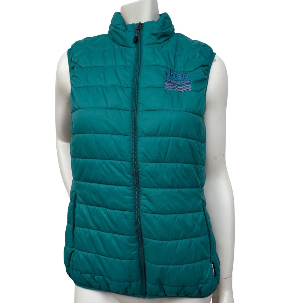 Landway Jeep Jamboree USA Puffer Vest Teal Quilted Polyloft Tech Gorpcore S